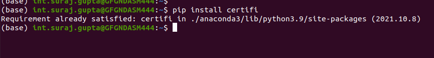 Installation of Python certifi  on Linux