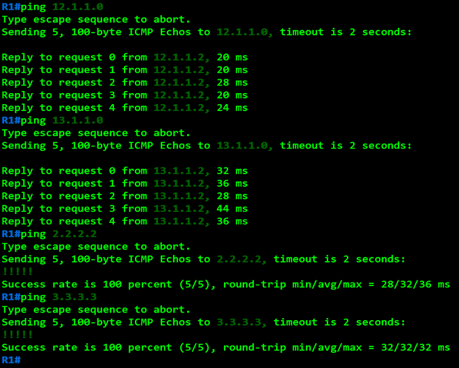 Checking Connectivity from R1 to 12.1.1.0