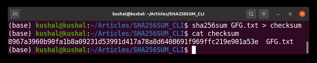 Store the Hash Value in file