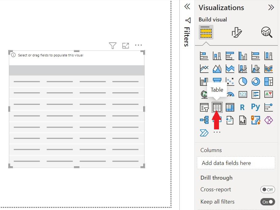 Creating a table in Power BI