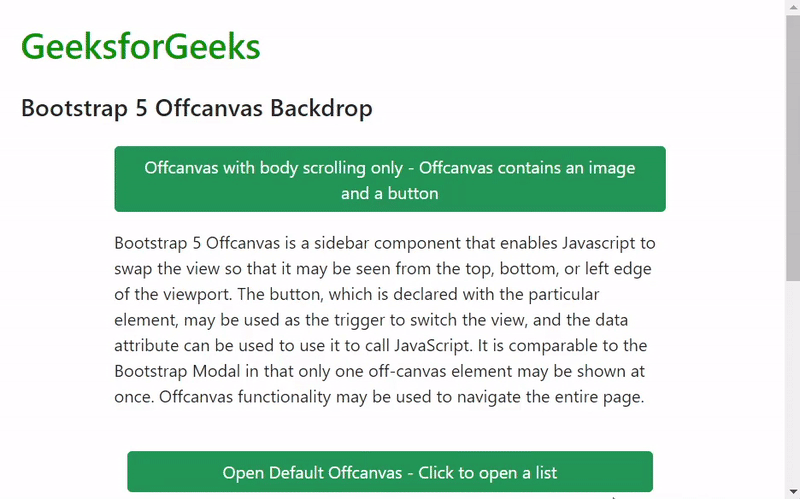 Bootstrap 5 Offcanvas Backdrop