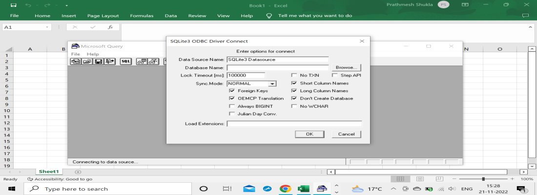 excel to sqlight