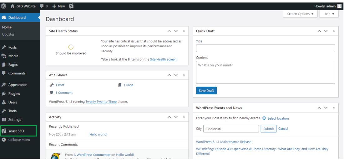 XML sitemap using the Yoast SEO plugin