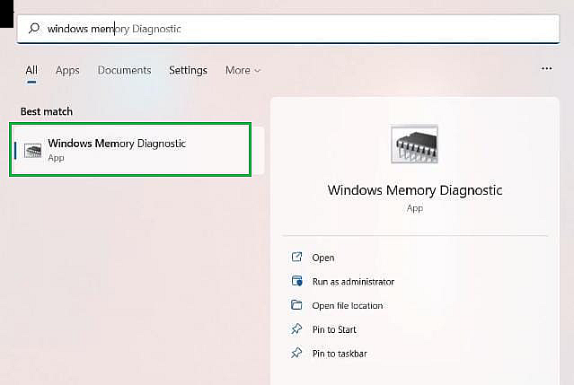 Windows memory diagnostic