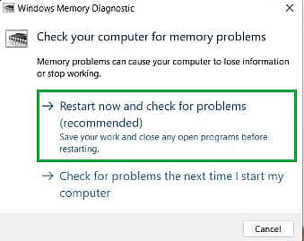 Windows memory diagnostic