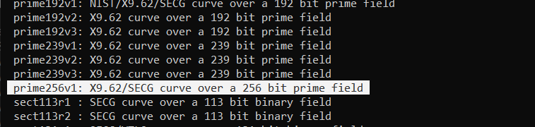 prime256v1 (secp256r1) curve selected