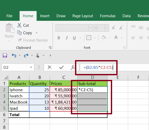 calculating-sub-total