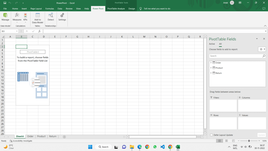 New Power Pivot Sheet appear