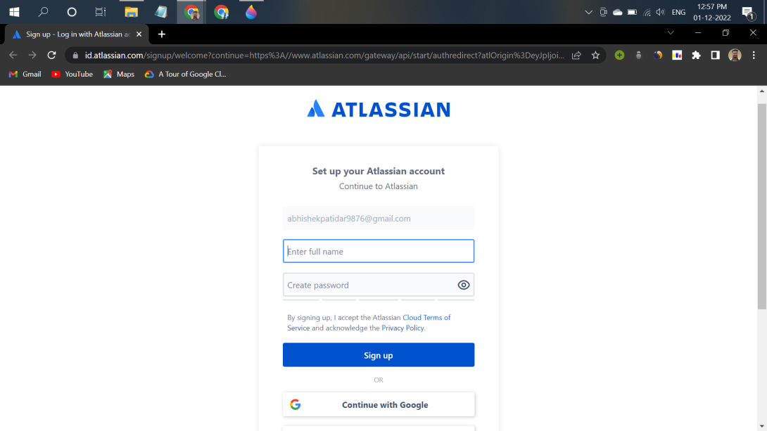 Set up Altassian Account