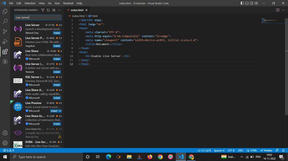 Live server visual studio code как пользоваться