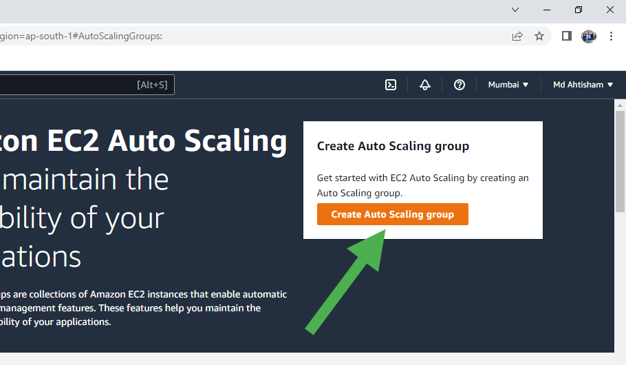 create autoscaling group