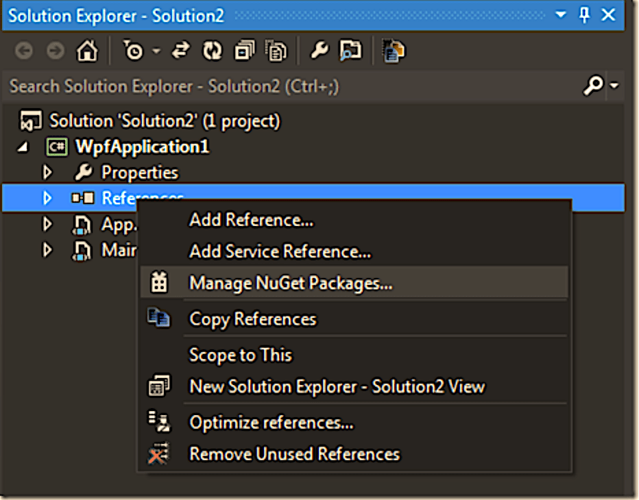 Select Manage NuGet Packages