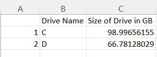 Python code to generate disk usage report in csv file