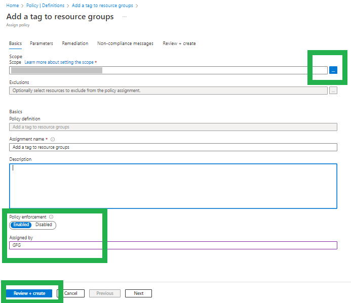 Add a tag to resource group