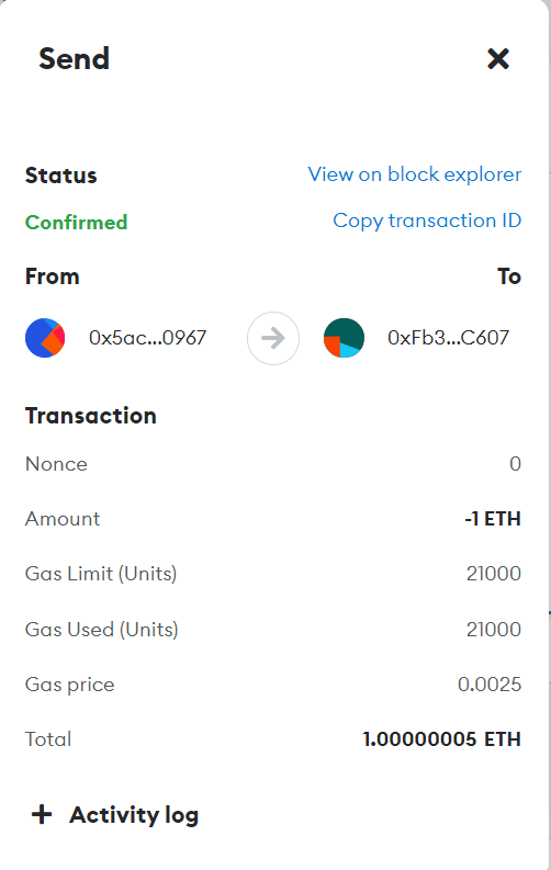 Transaction history