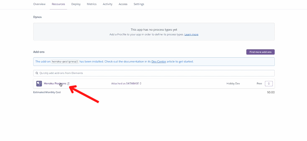 Heroku Postgres link