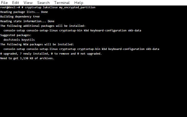 Closing LUKS partition