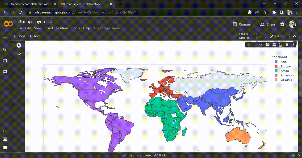 Animated choropleth map with discrete colors using Python plotly 