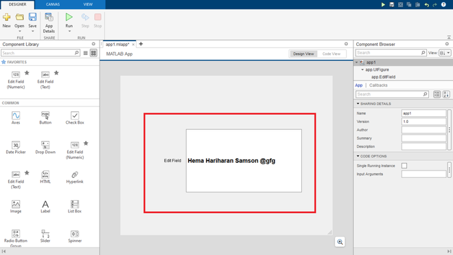 How To Add an EditField Component in MATLAB? - GeeksforGeeks