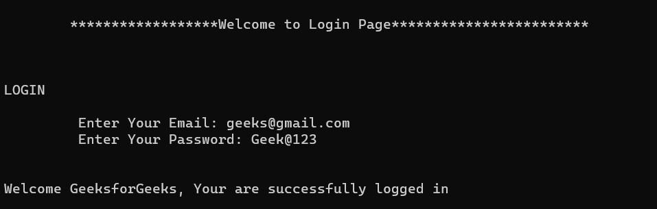 Login Page in C