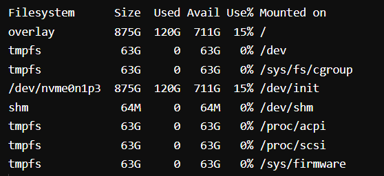 output of df command in linux