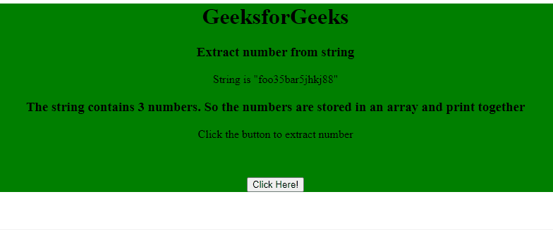 Extract A Number From A String Using Javascript - Geeksforgeeks