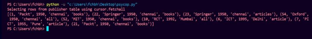 Python Select from PostgreSQL Table using Psycopg2