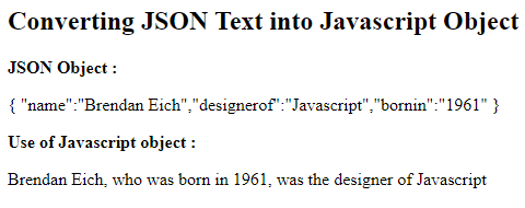 Converting JSON text to JavaScript Object - GeeksforGeeks