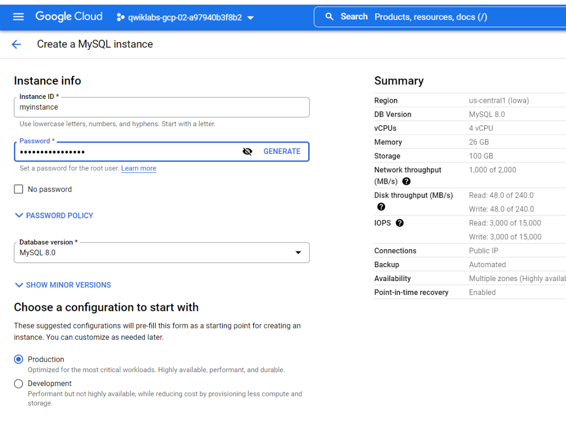 instance config