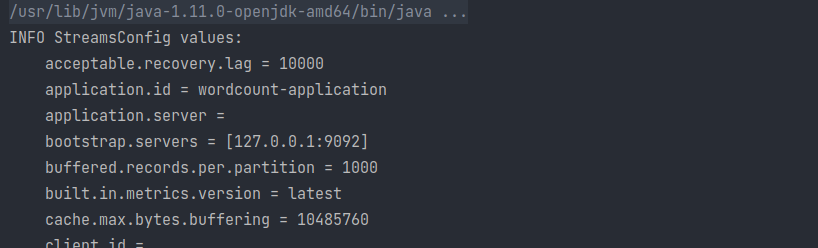 Intellij console after running the java app