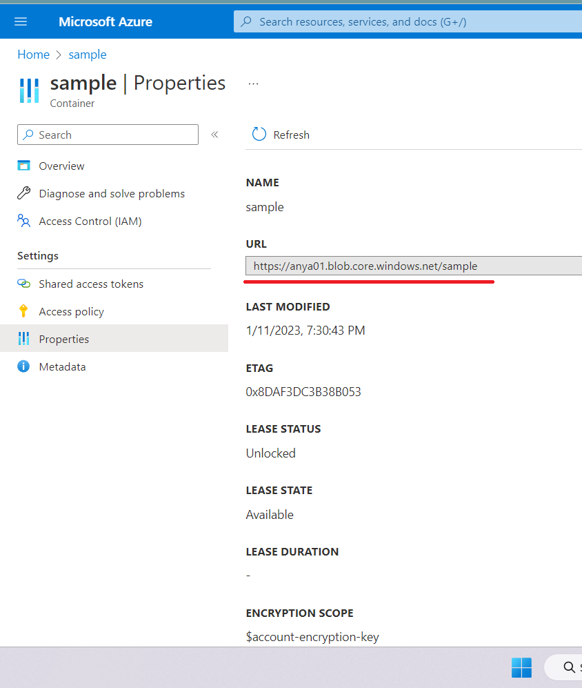 metadata of container