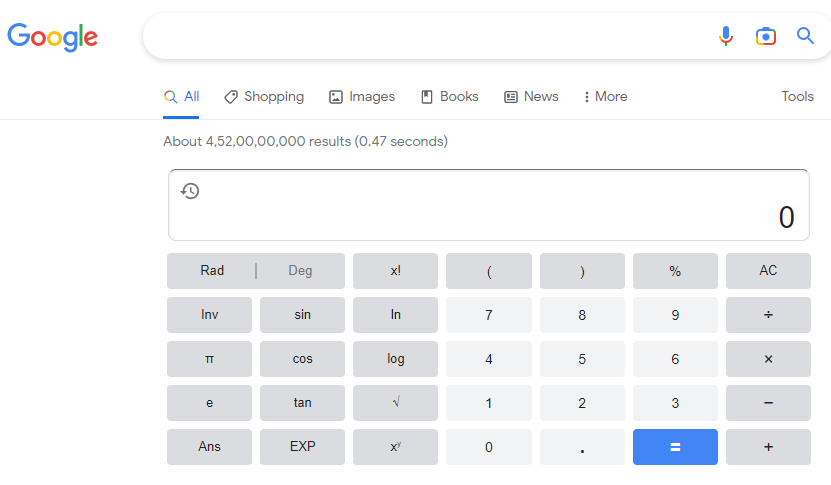 Doing Maths in Google Search Bar