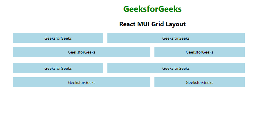 React Mui Nested Grid Example - Output