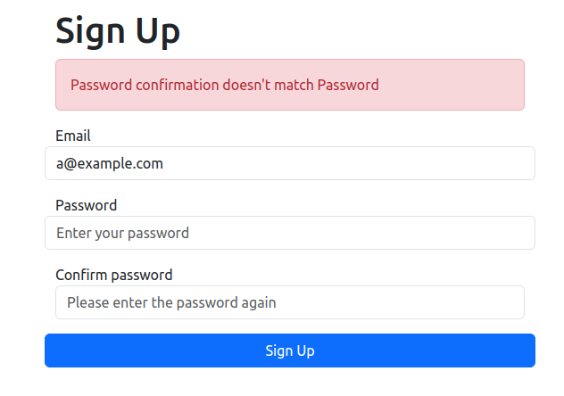 Password does not match