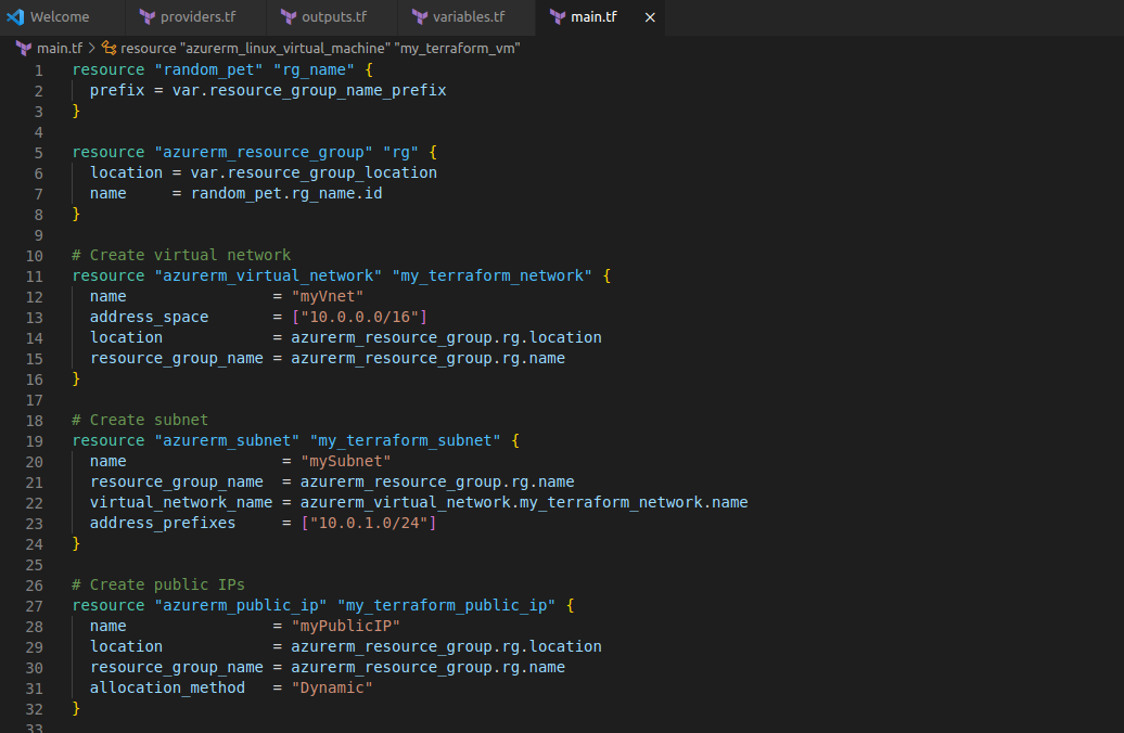 Terraform script for VN,SUBNETS