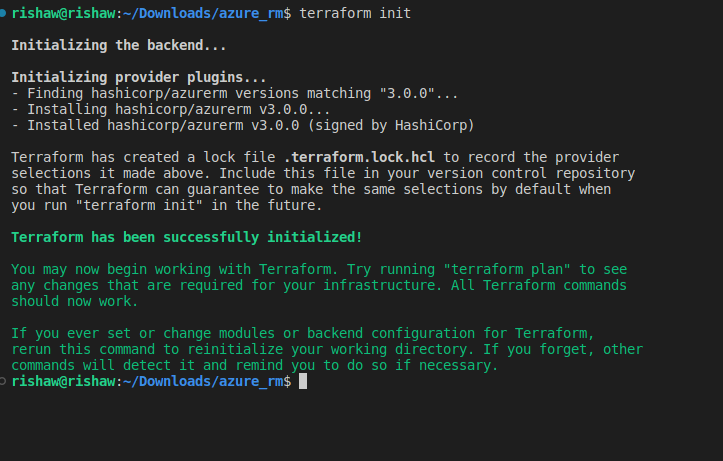Applying terraform init command