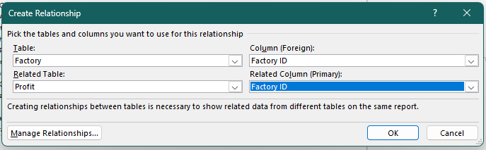 Create Relationship dialogue box