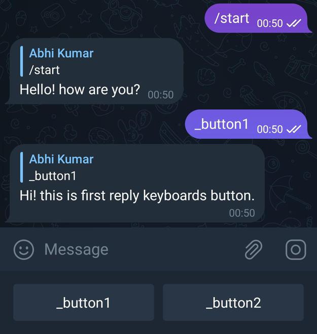 Keyboard buttons in Telegram bot Using Python - GeeksforGeeks