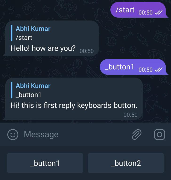 Keyboard buttons in Telegram bot Using Python - GeeksforGeeks