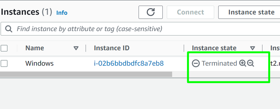 Checking the state of instance 