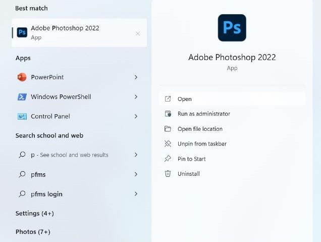 Double-click the icon to launch Adobe Photoshop