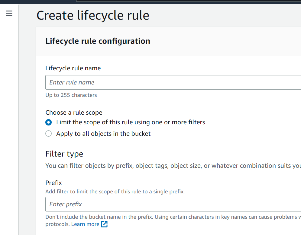 Creating the life cycle rule