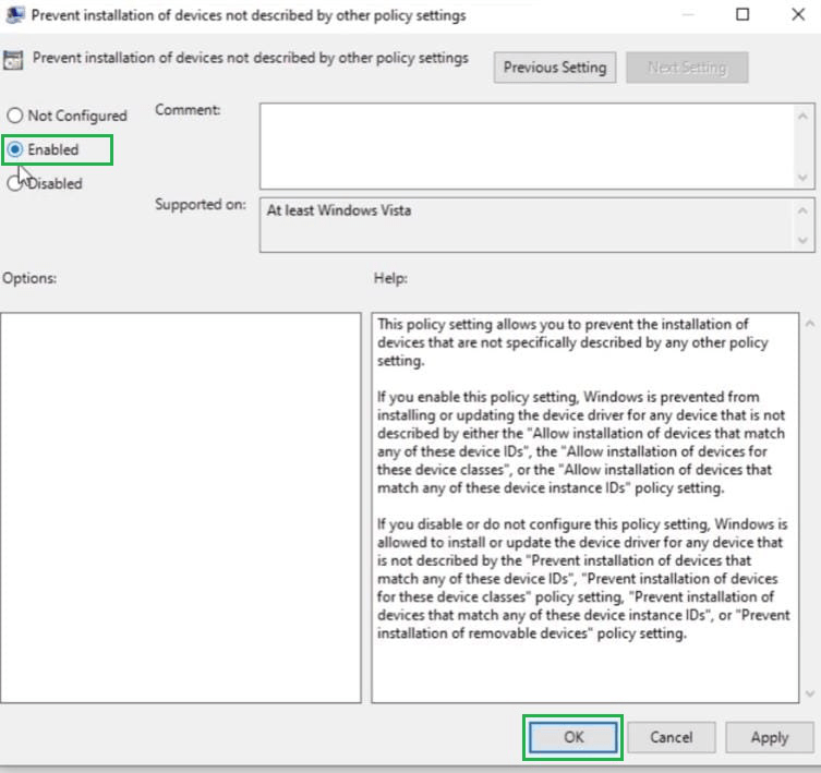 Disable the Keyboard in Windows 10 Using Group Policy Editor - step 5