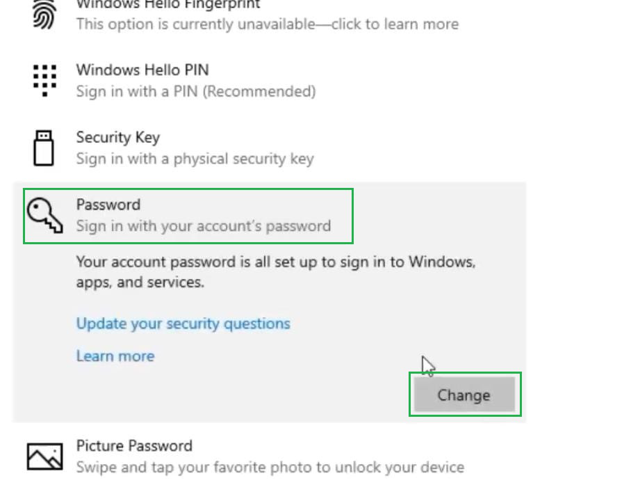 Methods To Remove Windows 10 Password - using account settings - step 3