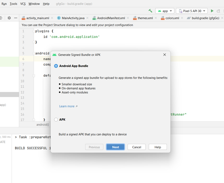 How to Generate Signed AAB File in Android Studio? - GeeksforGeeks