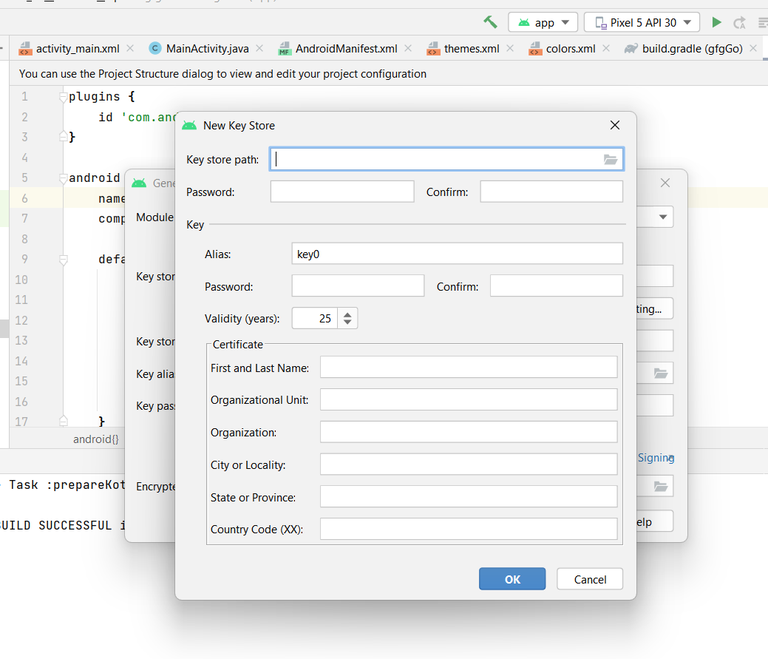 android studio apk build