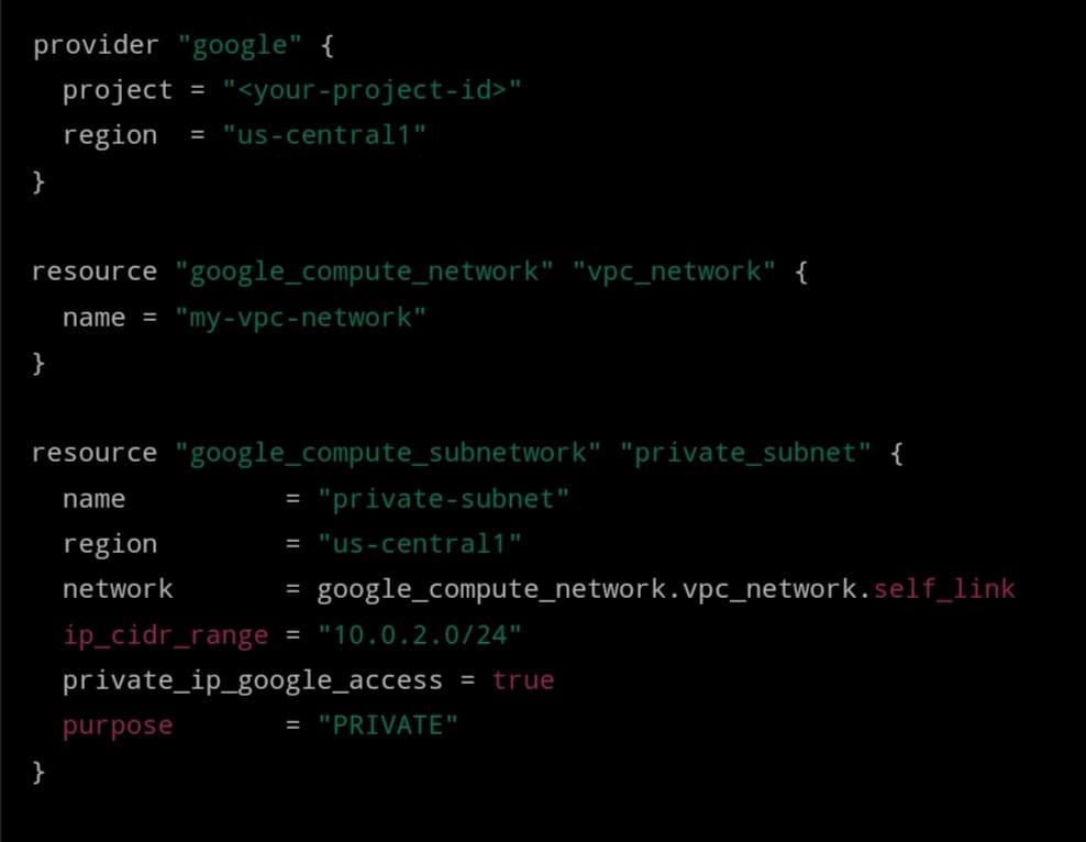 Terraform script for private subnet