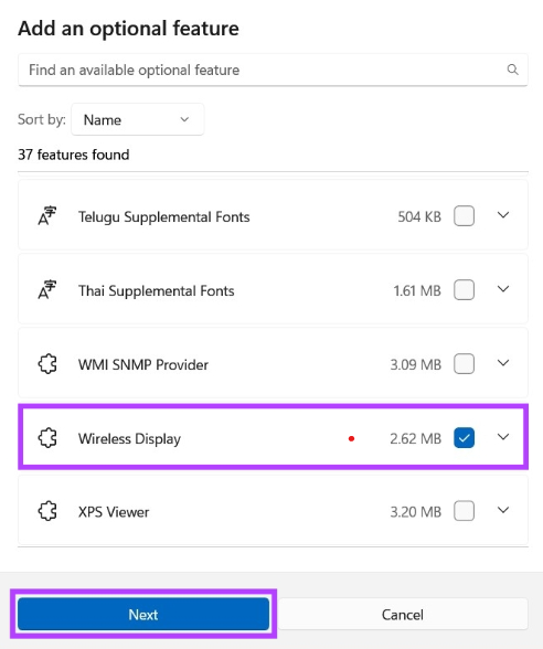 How to Screencast Windows 11 With Mobile - Enable wireless display step 3