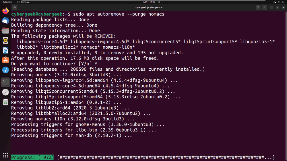 Removing using APT Manager