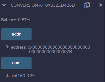 Conversion from uint160 to address